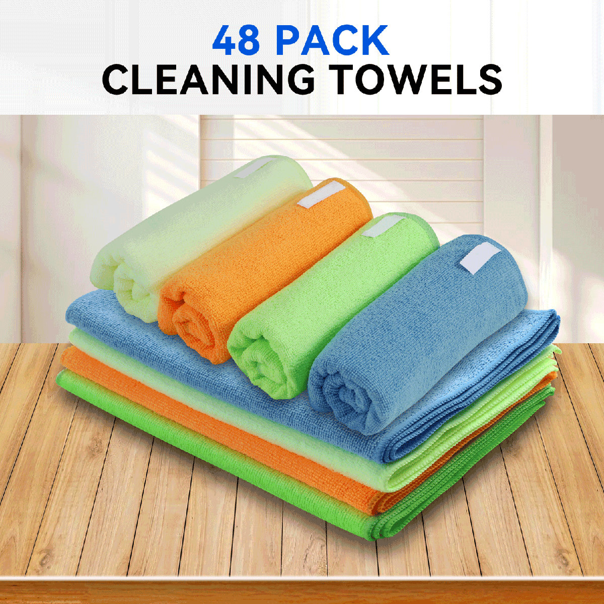 48 Pack Microfiber Cleaning Cloth, All-Purpose Reusable Cleaning Towels, Machine Washable, 12" X 16"